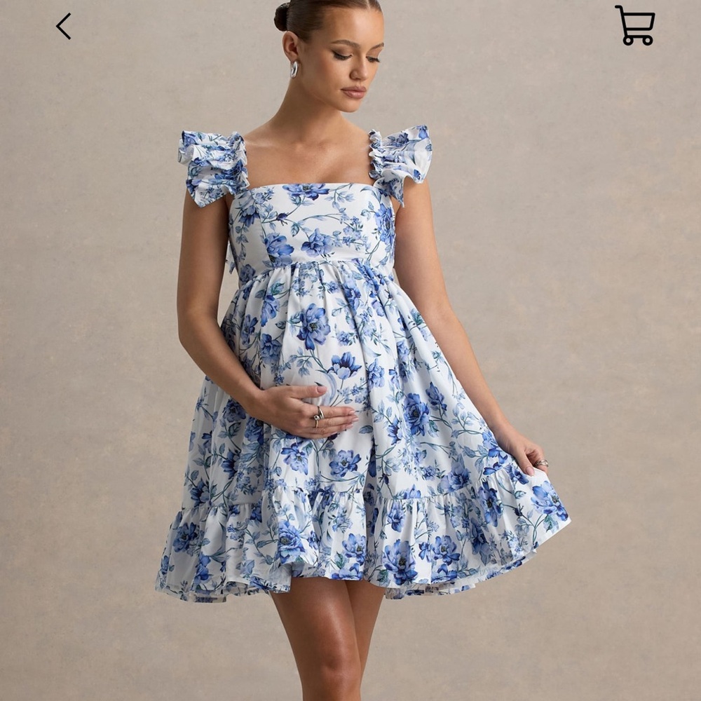 Club L London Blue Floral Print Dress